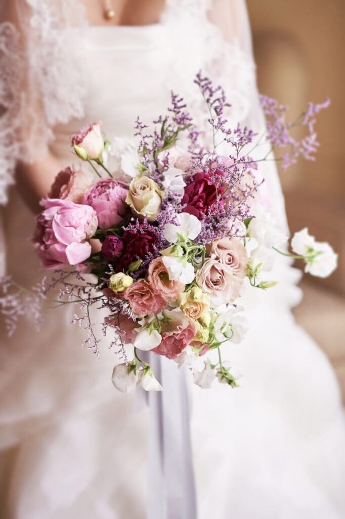 Tuscany w/deep burgundy and pink blooms Centerpiece (SAMPLE)